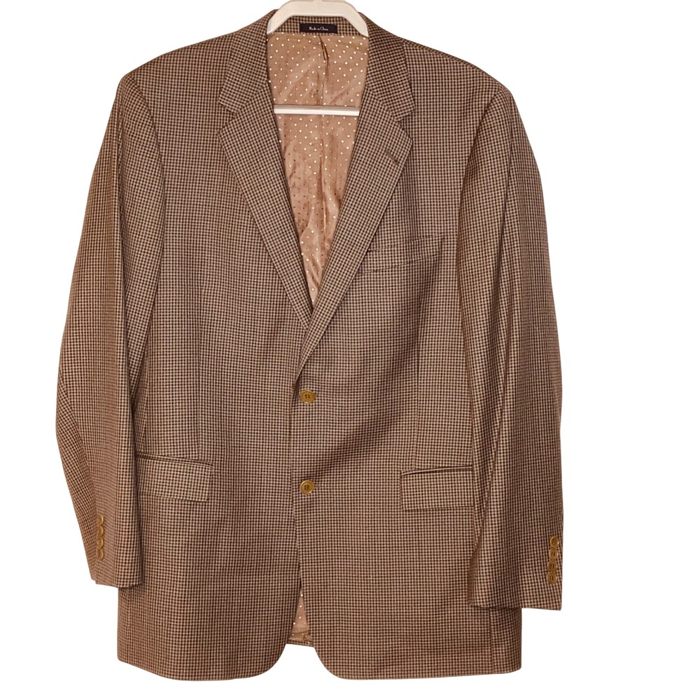 TURNBURY men's sportcoat blazer jacket‎ 44L 100% WOOL hounds tooth